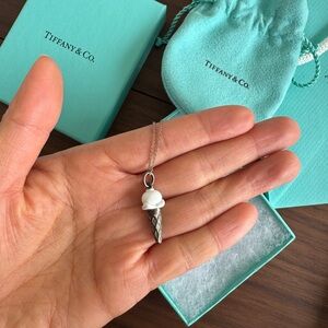 Tiffany & Co. Silver and White Ice Cream Cone Pendant Necklace